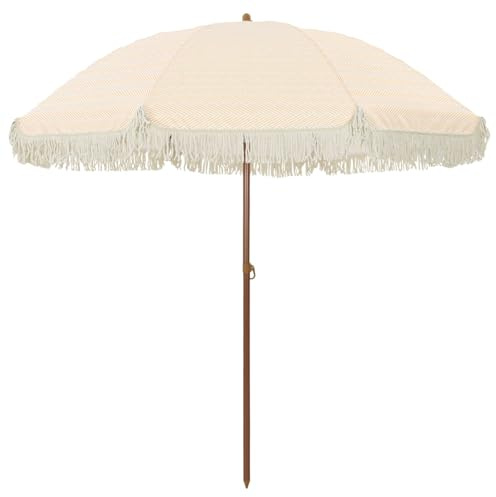 Parasol de plage rectangulaire - Jaune et blanc - 205 x 205 x 210 cm - Pour jardin, terrasse, extérieur - Protection UV inclinable - Avec structure en acier polyester léger - Portable