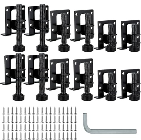 VISTTUSFINE 12 Stück verstellbare Möbelfüße Set, 60/80/100mm Möbel | höhenverstellbare Füsse für Möbel mit 72 kleine Schraube und 2 Inbusschlüssel für Schränke Regale Schränke Werkbank Schwarz
