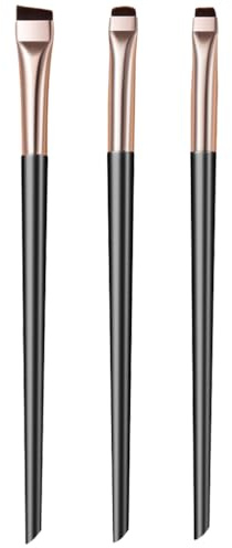 MAGICLULU Pinceau Eyeliner Biseauté Fin Lot de 3, Set Noir et Or, Brosse Yeux Professionnelle, Correcteur Fard à Paupières, Outil Précision Maquillage Sourcils, Applicateur Plat Tracé Ultra Net