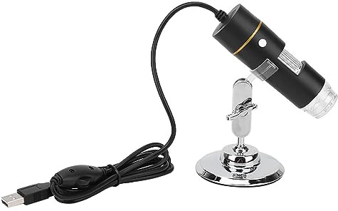 Syrisora 300,000 Pixels Digital Microscope, 1000X Magnification USB Microscope with 8 LED Lights and Metal Stand, for Students and Hobbyists to View Coins PCB Circuits (30w)