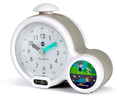 Pabobo Kid Sleep - Wecker - pädagogische Kinderwecker Tag / Nachtlicht - Doppelanzeige und 3 Alarme zu wählen - funktioniert auf Gleichstrom oder Batterien – Grau