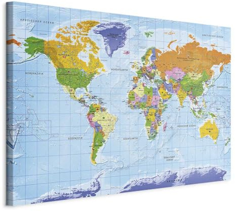 murando - Pinnwand Landkarte Lernkarte, 120x80 cm, Wohnzimmer, Büro, Kork | Kombiniert Pinnwand und Wandbild, praktisch und dekorativ, ideal fürs Büro oder Wohnzimmer, inspirierend, langlebig, stilvoll