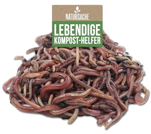 Natursache Kompostwurm-Mix 1000 STK./Sack + E-Book I Mit 3 Arten lebenden Kompostwürmer I Für eine schnelle & nachhaltige Kompostierung in Schnellkomposter, Thermokomposter und Wurmkomposter etc.