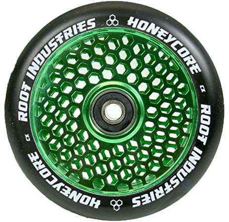 Root Industrie Air Honeycore 110mm Stunt-Scooter Rolle + Fantic26 Sticker (Grün/Pu Schwarz)