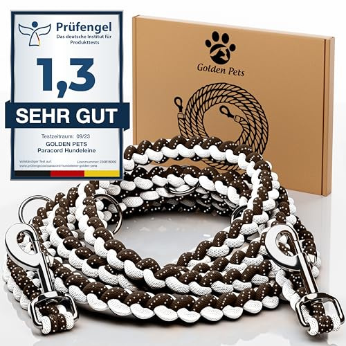 Testnote: Sehr gut - Hundeleine reflektierend I 2m, verstellbar, wetterfest & reißfest bis 250 kg I Paracord Führleine, Umhängeleine I kleine - große Hunde