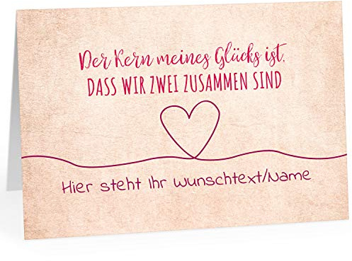 Große Ich Liebe Dich XXL-Karte zum Aufklappen (DIN A4) PERSONALISIERT - Vintage mit Herz Du bist mein Glück - mit Umschlag/Edle Design Klappkarte/Geburtstag/Valentinstag/Extra Groß