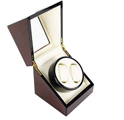 SHIOUCY Doppel Uhrenbeweger, automatischer Uhrenbeweger mit japanischen Mabuchi Motor Holz rotierenden Uhren Display Aufbewahrungskoffer Box für Unisex-Erwachsene