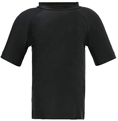 LACOFIA Pojkar kortärmad badskjorta barn solskydd simskjorta barn rashguard snabbtorkande, svart, 11-12 år