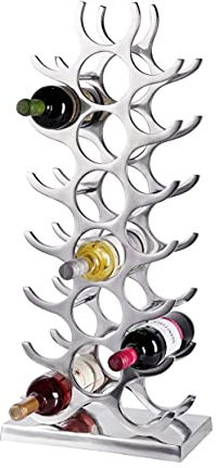 MichaelNoll Weinregal Flaschenregal Flasche Aluminium Silber Luxus - Weinständer, Regal Modern aus Metall - Flaschenhalter/Flaschenständer für Flaschen Sekt, Wein und Champagner - 78 cm XL