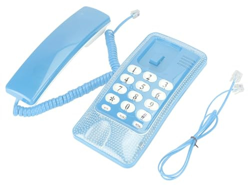 Mini téléphone Mural, téléphone Fixe rétro fixable au Mur avec Fonction Flash et Fonction de Mise en sourdine, Interface RJ45 alimenté par Une Ligne téléphonique(Bleu)