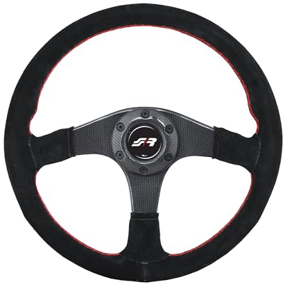 Simoni Racing Universal Lenkrad Walter - Karbon - Schwarz Suède + Rote Nähte - Durchmesser 350mm