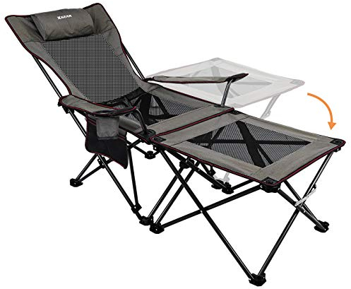 Asteri 2in1 Campingstühle Gartenstuhl Campingstuhl Klappbarer Liege Faltbarer Regiestuhl Strandstuhl mit Verstellbarer Rückenlehne & Getränkehalter Kopfstütze