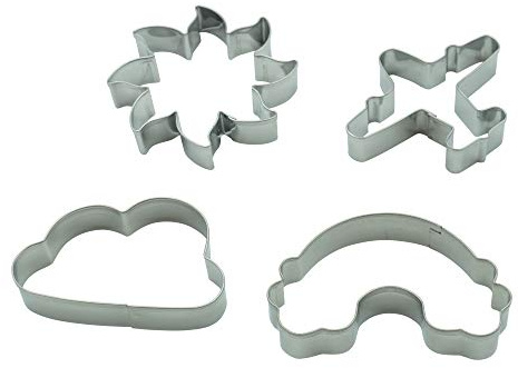 BekkiB 880084 - Set di 4 tagliapasta a forma di aereo, nuvola, arcobaleno, sole