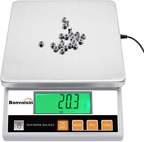 Bonvoisin Zählwaage 6000g 0.1g, Präzisionswaage Laborwaage, Industrie Analysenwaage, Präzise Schmuck-Goldwaage, Tischwaage mit CE-Zertifizierung, Elektronische Batteriebetriebene Waage (6Kg, 0,1 g)