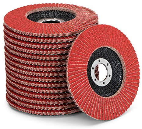 Fd-Workstuff Disco de cerámica de alto rendimiento, color rojo, 10 unidades, diámetro de 125 mm, grano 120, grano de cerámica autoafilable, discos abrasivos, discos de láminas