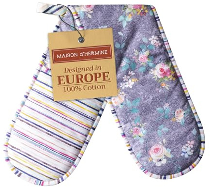 Maison d' Hermine Double Oven Mitts 100% Double Cotton Oven Glove 18 x 89cm