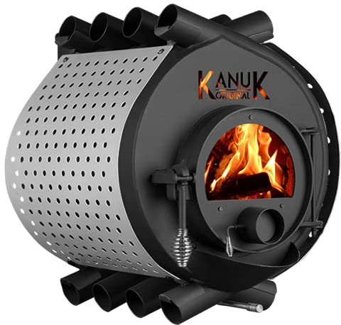 Warmluftofen Kanuk® Original 10 kW - Werkstattofen - Schwedenofen - Zulassung für Deutschland, Österreich und Schweiz - BimSchV (Seitenverkleidung Spot Edelstahl, ohne Untergestell)