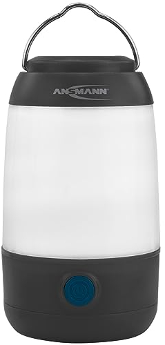 ANSMANN Mini LED lanterna da campeggio dimmerabile 3 modalità di luce incl. 3 batterie AAA con supporto e gancio piccolo e compatto alimentato a batteria luce di emergenza accessori campeggio