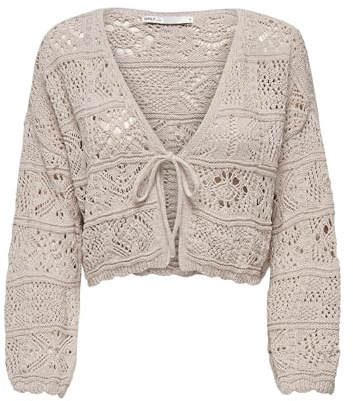 ONLY kvinnors virkade cardigan med långa ärmar och snörning framtill, Pimpsten, XS