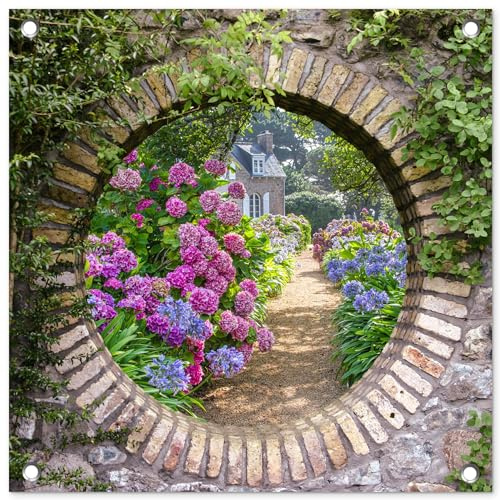 MuchoWow Outdoor-Poster Poster Wanddeko draußen Deko Garten Gartenposter 50x50 cm Transparent - Blumen - Hortensie - Sommer