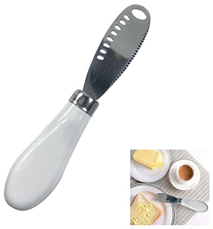 Buttermesser,Butter Schneider aus Edelstahl,Butter Schneider aus mit Wellenschliff,Multifunktion Butter Streuer Brötchen Messer Ideal zum Schneiden von oder zum Verstreichen von Marmelade,1Stück