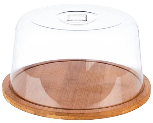 APS 825 Tablett mit Haube - Rundes Holztablett aus Bambus mit Abdeckhaube (Ø 25 cm, Höhe: 13,5 cm) - Käseglocke, Käsebrett
