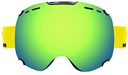JSSEVN Skibrille Schneebrille Snowboard Brille für Herren Damen Erwachsene Jugend Schneemobil Skifahren Skaten Linse Abnehmbare Magnet Version Anti-Beschlag Doppelschicht Grün