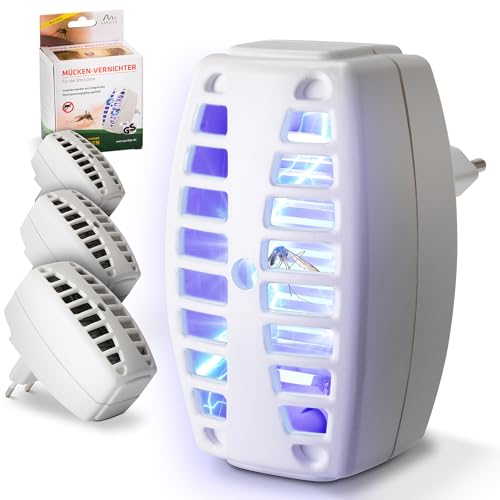 GARDIGO® Mückenstecker UV Licht - 4er Set I Insektenvernichter Stecker I 20 m² I GS-Geprüft I Mückenabwehr UV Licht I Mückenstecker Elektrisch zur Insektenabwehr I Mückenvernichter Steckdose