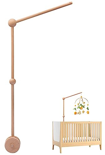 In legno Baby Mobile Bracket, decorazione per la stanza del bambino, supporto da installare su fasciatoio e lettino, asta per appendere giochi e campanelli a vento