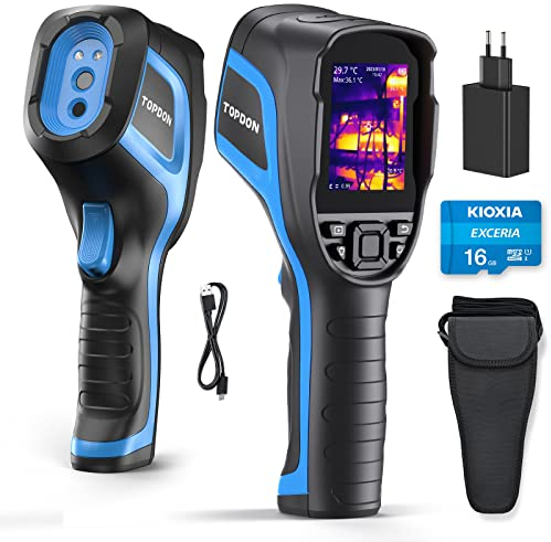 TOPDON TC005 Telecamera termica 256X192 IR ad alta risoluzione con obiettivo visivo da 2 MP, durata della batteria di 12 ore/-20°C a 550°C, termocamera portatile, supporto registrazione video