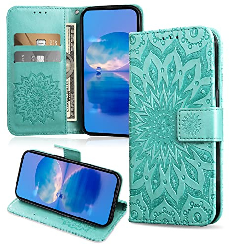 FCAXTIC Hülle Kompatibel mit Huawei P30 Lite/Nova 4E, Magnet PU Leder Tasche Flip Schutzhülle, Brieftasche Klappbar Hülle, Grün