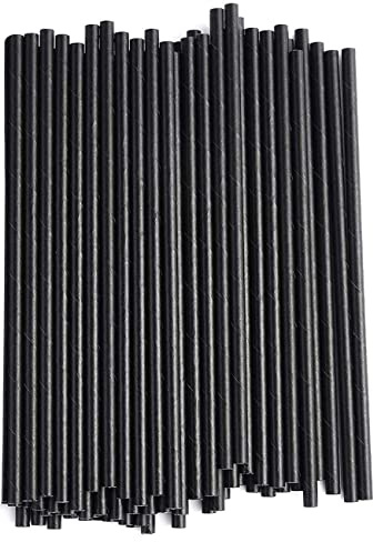 Haobase 100Pcs Paper Drinking Straws, Biodegradable Paper Straws for Drinking Cocktail, Coffee, Cold Drinks (Black)