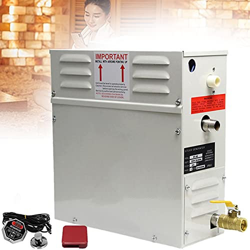 SSQUZA Generador de Vapor Sauna Baño Turco Ducha Dentro de 20m³ con Controlador Digital Temperatura Ajustable de 25 a 55℃,para Hogar Gimnasio Hotel,380V-4.5kw