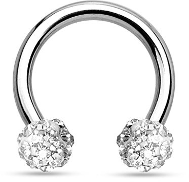 Paula & Fritz® Set Hufeisen Silber Zirkonia Chirurgenstahl 316L Verschiedene Größen Circular Barbell Septum-Piercing Nasen-Ring Augenbraue-n Ohr-Piercing