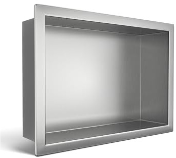 Balneo Wall-Box One Nicho de Ducha de Pared para el baño Nicho de Ducha de Acero Inoxidable 30x20x10cm, Nicho Impermeable para Utensilios de baño, Sin Azulejos, Instalación de nicho Flexible