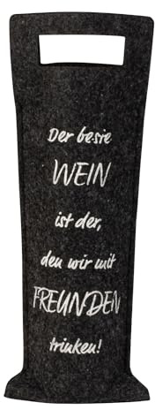 12 Stück Wein Flaschentüten Filz mit Spruch Wein mit Freunden Geschenktasche Flaschentasche