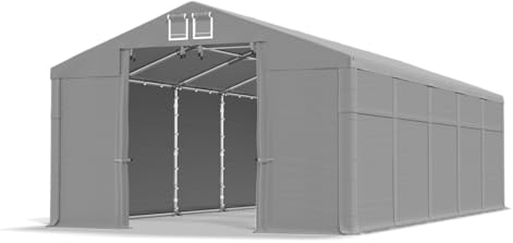 DAS COMPANY Lagerzelt 8x10m wasserdicht grau Zelt 560g/m² PVC Plane hochwertig Zelthalle Winter SD - Zeltgarage - Pavillon - Zeltgarage Winterfest - Lagerzelt Winterfest - Lagerhalle - Winterzelt