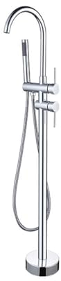 BiaoTeng Freistehende Badewanne Mit Armatur grau 360° Drehung Messing Mit 1, 5 m Brauseschlauch Standarmatur Freistehende Badewanne, grau
