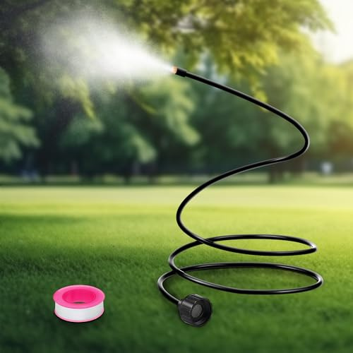 Dunkive Schlauchnebel für Außenterrasse, 152,4 cm, flexibler stehender Nebel, tragbarer Garten-Nebel zum Kühlen im Freien, Schlauch-Nebelsystem für Hinterhof, Vogelbad, Wassernebel spielen (schwarz)