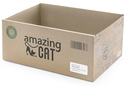 Record - Rascador Caja de cartón con Gato - Dimensiones: 37 x 25 x 16 cm - Color habano - Práctica Forma de Las Cajas de envío - Parte Interior extraíble
