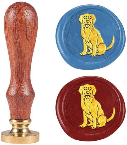 DELORIGIN Labrador Siegelstempel Aus Wachs 25mm Siegelstempel Personalisiert Wachssiegel Abnehmbarer Siegelstempel Mit Messingkopf Und Holzgriff Für Umschläge Grußkarten Hochzeitseinladungen