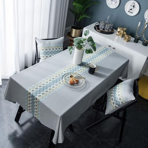 Hoisy Landhaus Tischdecke Lotuseffekt Outdoor Tischdecke Fleckabweisend Tablecloth Waterproof Deko 135x180 cm