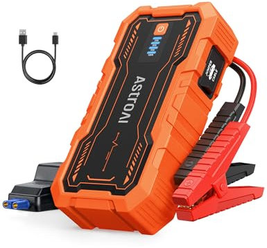 AstroAI S8 Pro Car Battery Booster Jump Starter Power Pack & Portable Car Jump Starter Power Bank for 12V Vehicles (9.0L Petrol / 7.0L Diesel), with Smart Jumper & LED Torch