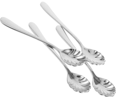 Garneck Shell Shaped Stainless Steel Dessert Spoons and Tea Spoons Creative Ice Cream Coffee Set of 4 Sturdy Stainless Flatware for Home and Café Use