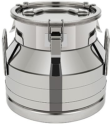 Lechera de acero inoxidable, jarra de leche universal hermética de metal con tapa, ideal para almacenamiento de líquidos y sólidos en la cocina