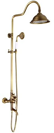 Antique Brass Thermostatic Shower System with Rainfall Shower Head and Handheld Shower Wall Mounted Bathroom Shower Set