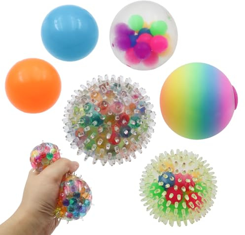 OMJMYY 6 Stück Stressbälle Antistressball Set, Squishy Fidget Spielzeug für Angstabbau & Beruhigung, Quetschball für Erwachsene Kinder, Sensorik Spielzeug Geschenk für ADHS und Angst