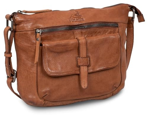 Fa.Volmer ® Umhängetasche – Crossbody-Bag aus Echtleder für Frauen – Used-Look – modisch, jugendlich & vielseitig – Modell: Ravenna