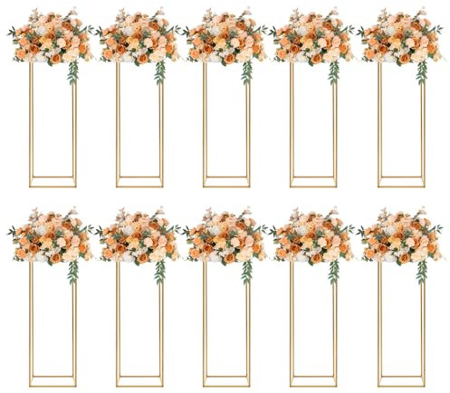 CHIMHOON Golden Blumenständer, Blumensäule Pflanzenständer, Metall Dekosäule, Hochzeit Dekor, Metallständer, für die Tischdekoration bei Hochzeiten, in Wohnzimmern, Cafés und Bars