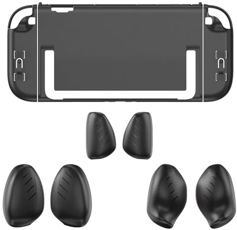 Fiorky PC Hard Case with Ergonomic Grip for Switch2 (Black Black Grip)